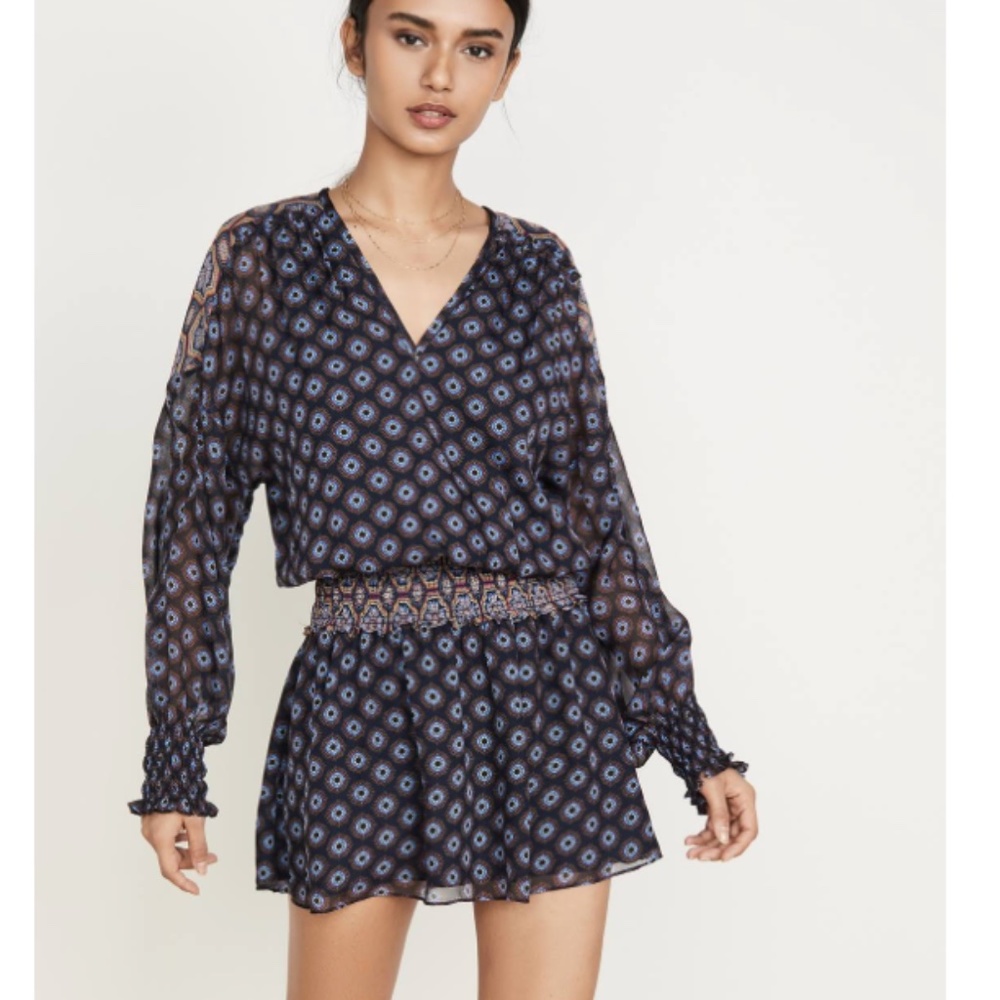 Ramy Brook V-Neck Long-Sleeve Mini Dress. NWT Size L